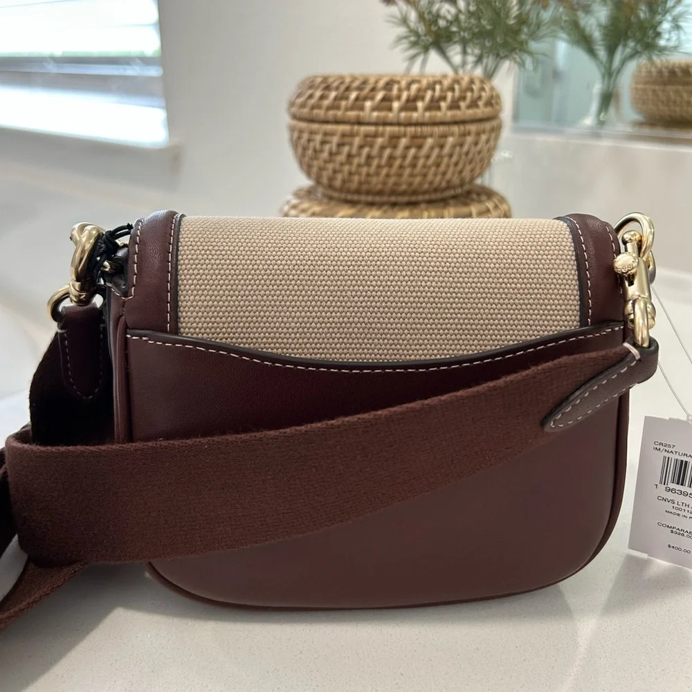 Coach Canvas Leather Small Saddle Crossbody Bag NWT - Picture 3 of 4